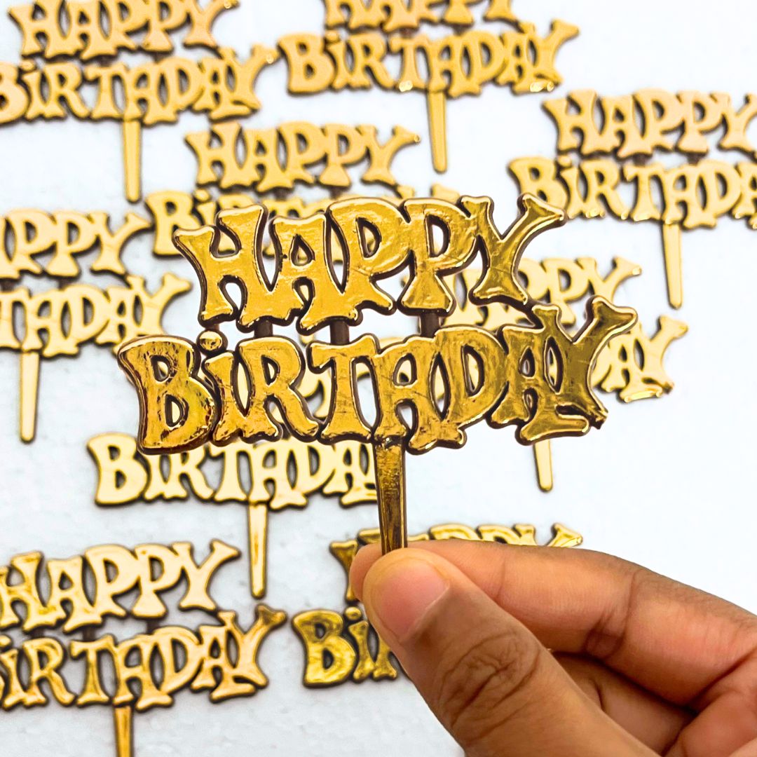 Happy Birthday Mini Topper Plastic (Set of 10 pieces)