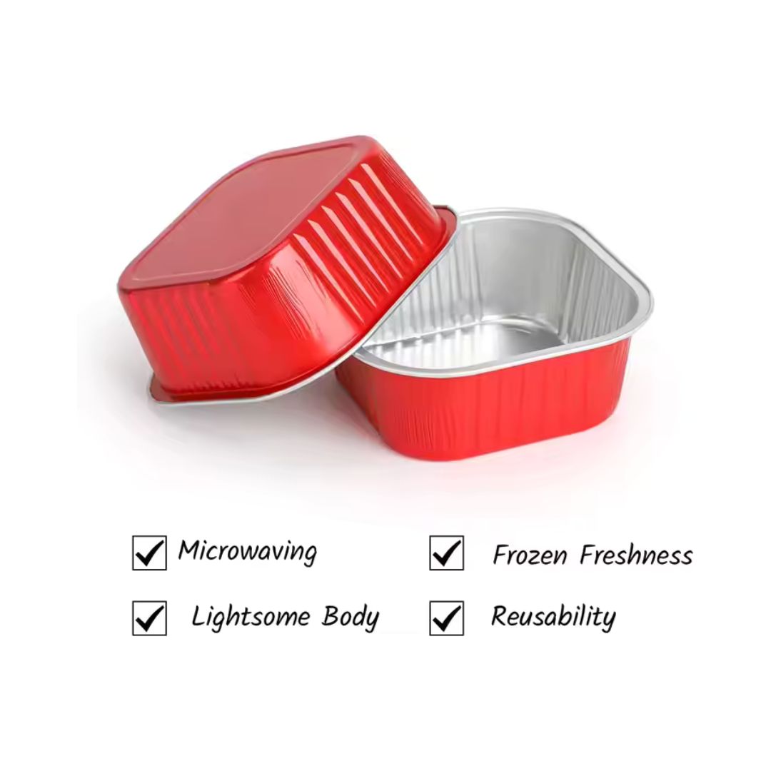 Aluminium  Foil Square Baking Cup With Lid