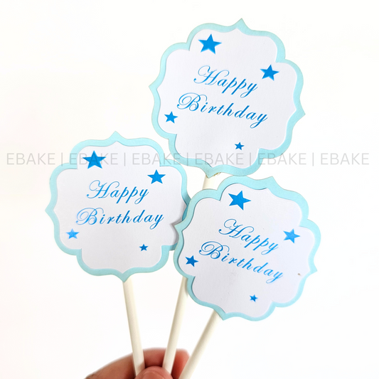 Birthday Paper Topper Blue (Set of 3 pieces)