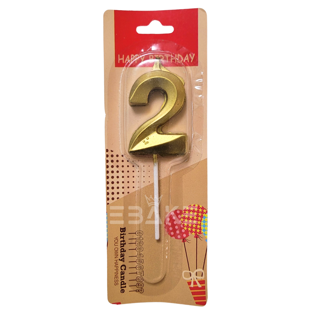 Number Candles Golden Metallic - (Single Piece)