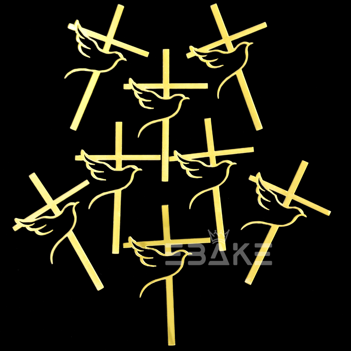 Cross Cake Topper for Baptism, First Holy Communion 3" (10 Pieces Set)