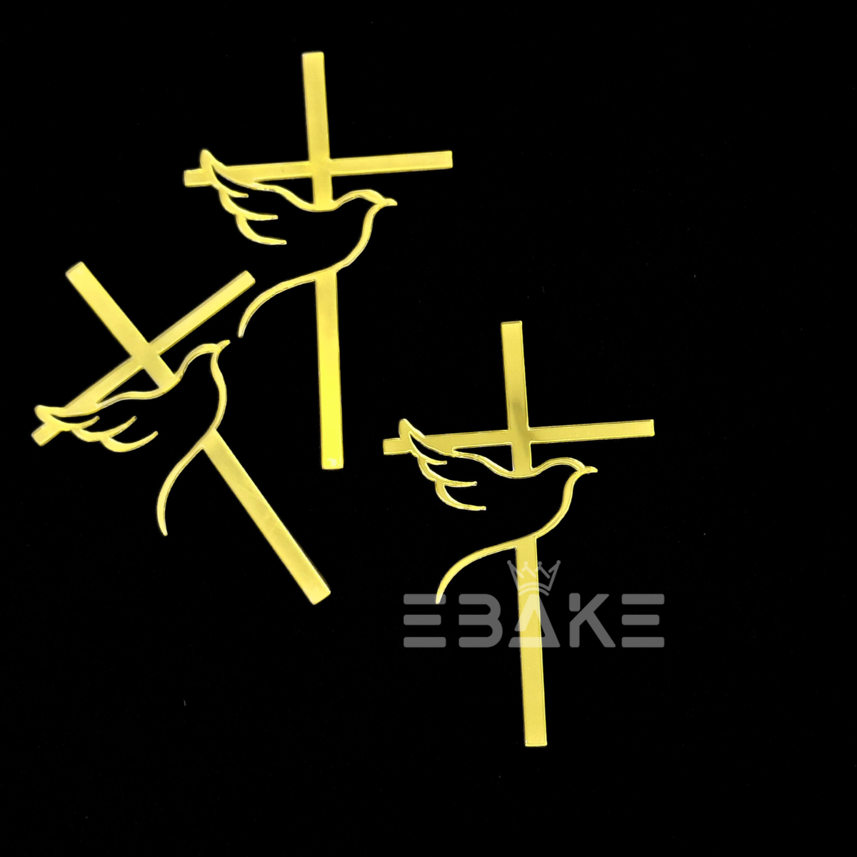 Cross Cake Topper for Baptism, First Holy Communion 3" (10 Pieces Set)