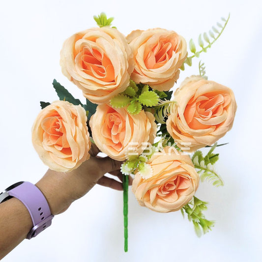 A1687 Peach Rose Bunch With Fillers