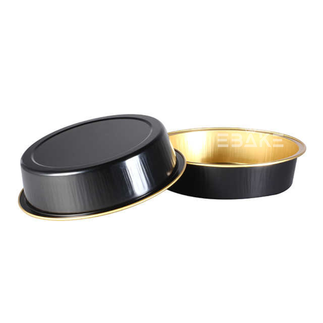 Round Aluminium Foil Baking Cups With Lids Black