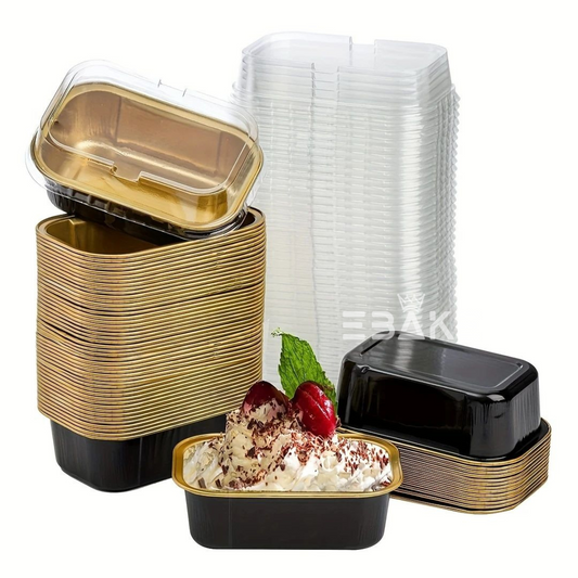 Black Aluminium Foil Mini Loaf Pans With Lids