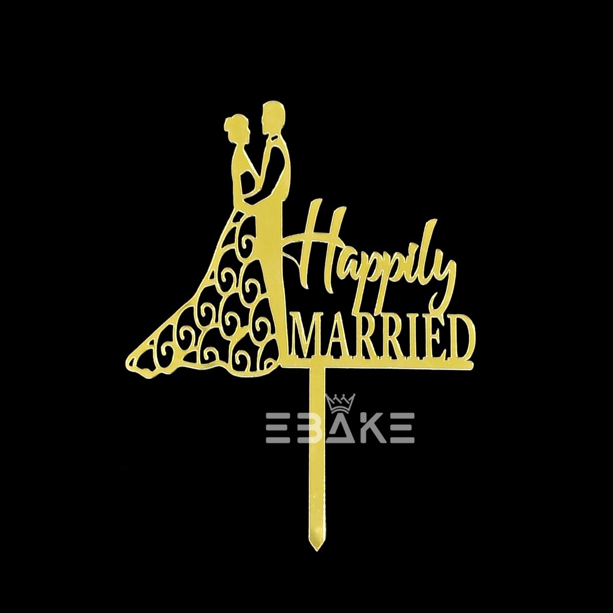 Happily Married Cake Topper 4 Inch