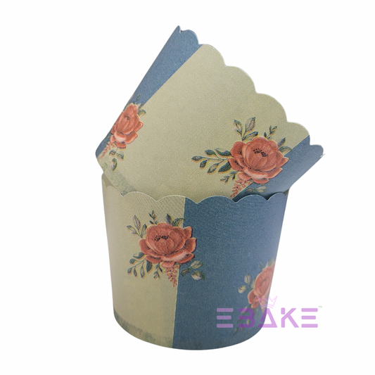 Paper Muffin Cup Flower Print - Set Of 50 Pieces Medium