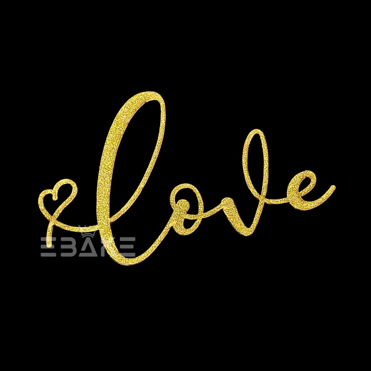 Love Cutout/Topper Gold Glitter MDF