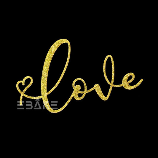 Love Cutout/Topper Gold Glitter MDF