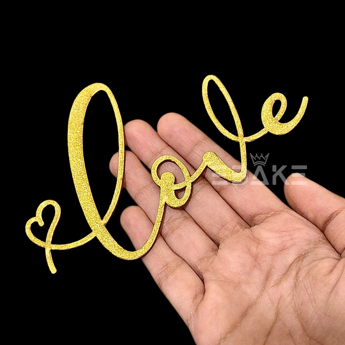 Love Cutout/Topper Gold Glitter MDF