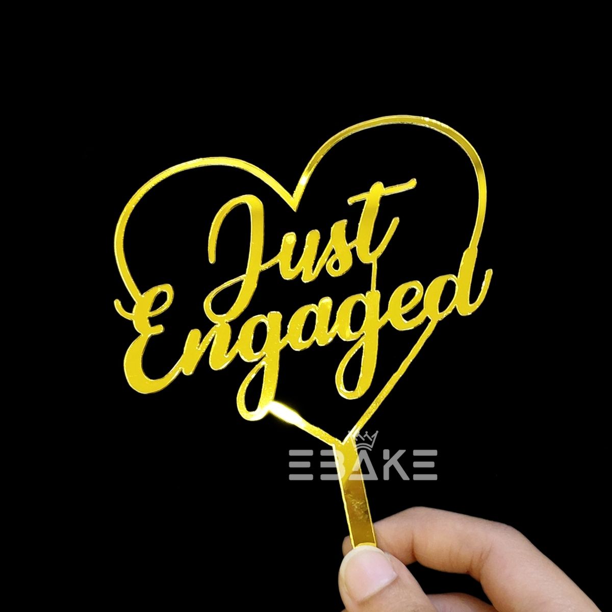 Just Engaged Cake Topper 4 Inch
