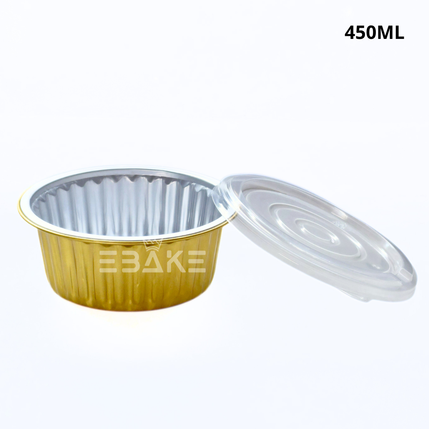 450ml Round Aluminium Foil Baking Cups With Lid Gold