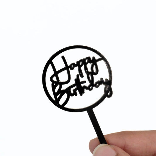 Happy Birthday Mini Topper Black