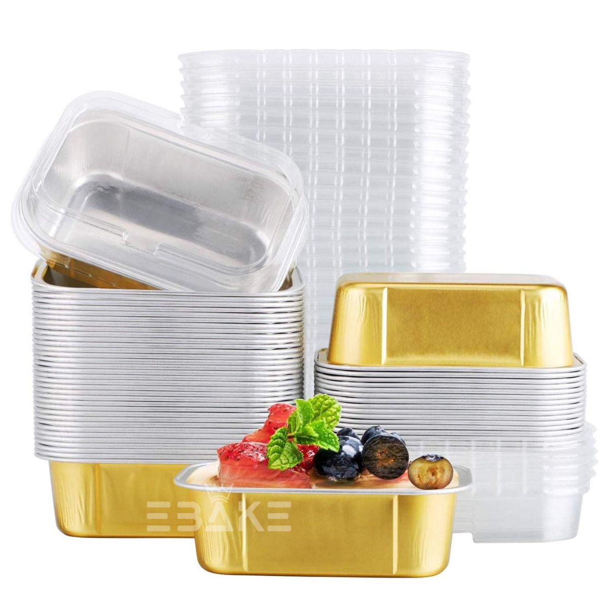 Gold Aluminium Foil Mini Loaf Pans With Lids