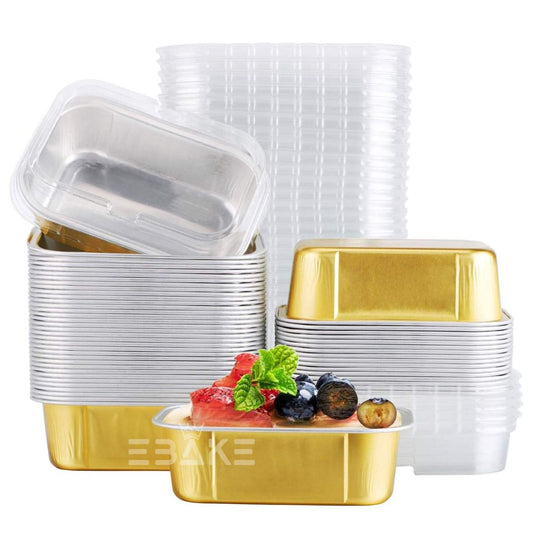 Gold Aluminium Foil Mini Loaf Pans With Lids