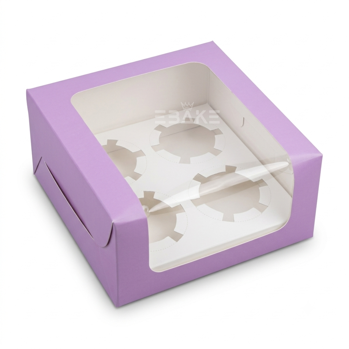 4 Pc Cupcake Box With Cavity Lilac