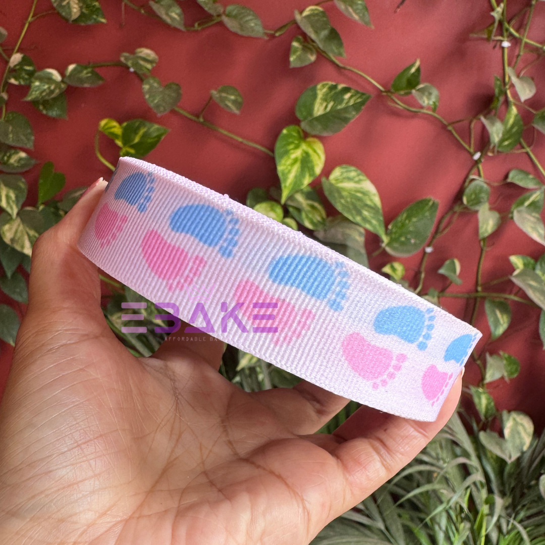 Baby Feet Printed Grosgrain Ribbon