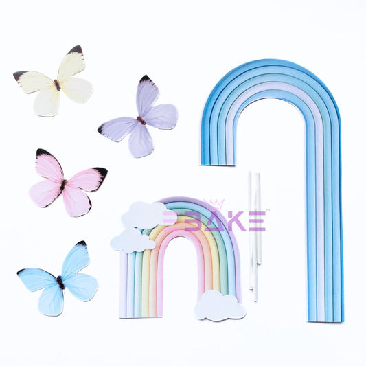 Paper Rainbow Toppers With Butterflies & Stick
