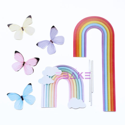 Paper Rainbow Toppers With Butterflies & Stick