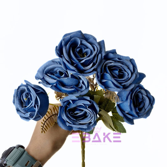 A1789 Dusty Blue Rose Bunch With Fillers