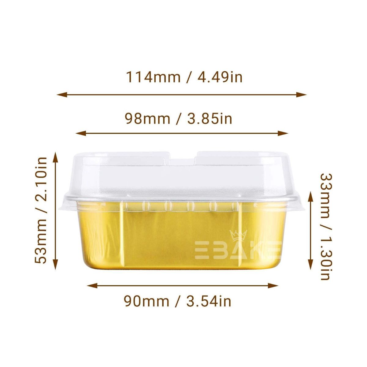 Gold Aluminium Foil Mini Loaf Pans With Lids