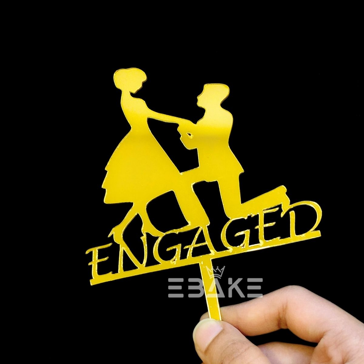 Engaged Cake Topper 4 Inch