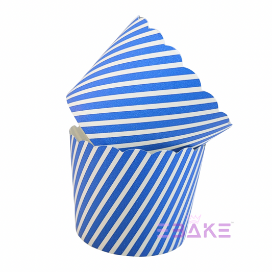 Paper Muffin Cup Dark Blue Stripes - Set Of 50 Pieces Medium