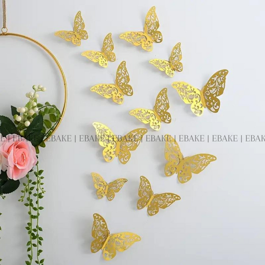 Reversible Paper Butterflies Gold (Set Of 12 Pieces)
