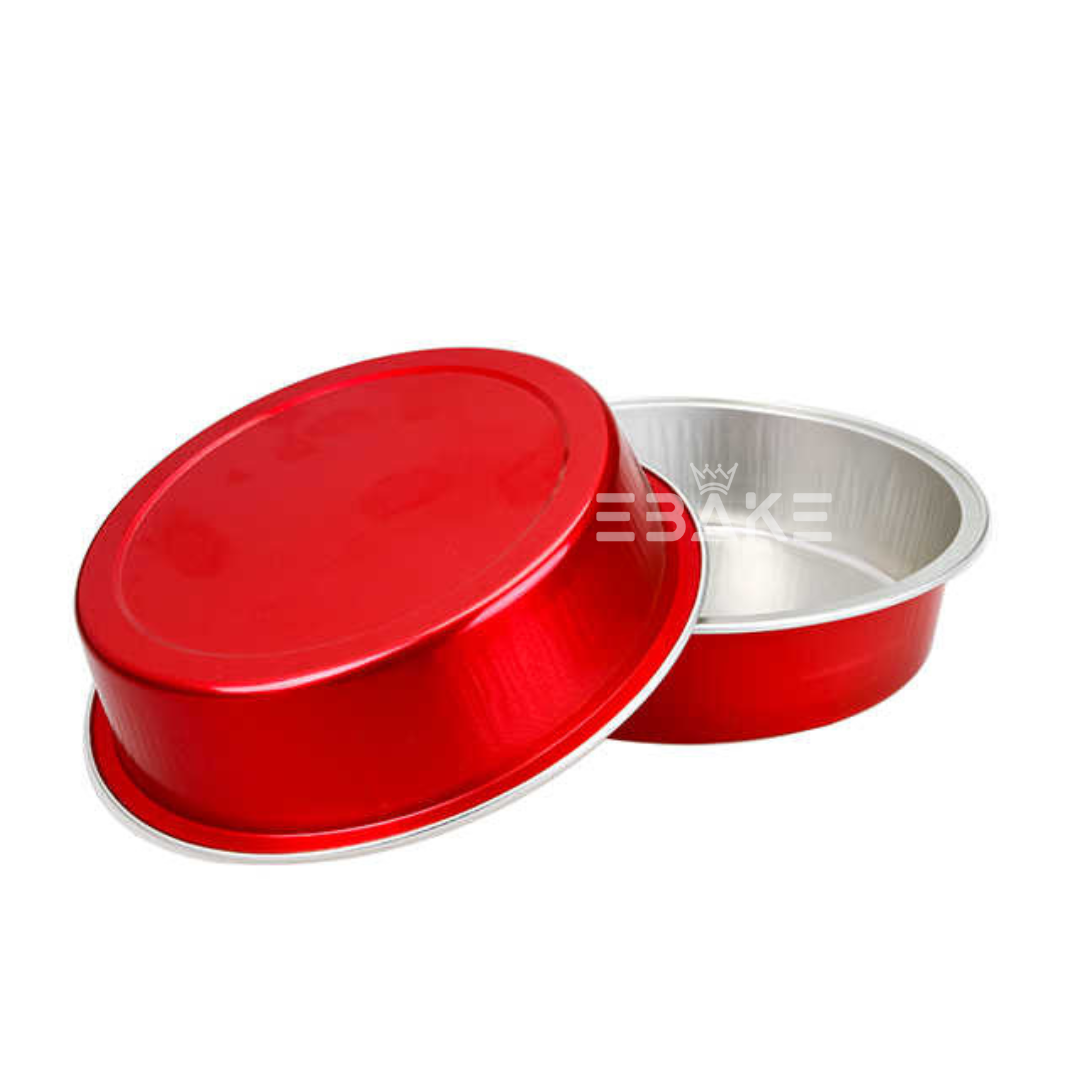 Round Aluminium Foil Baking Cups With Lids Red