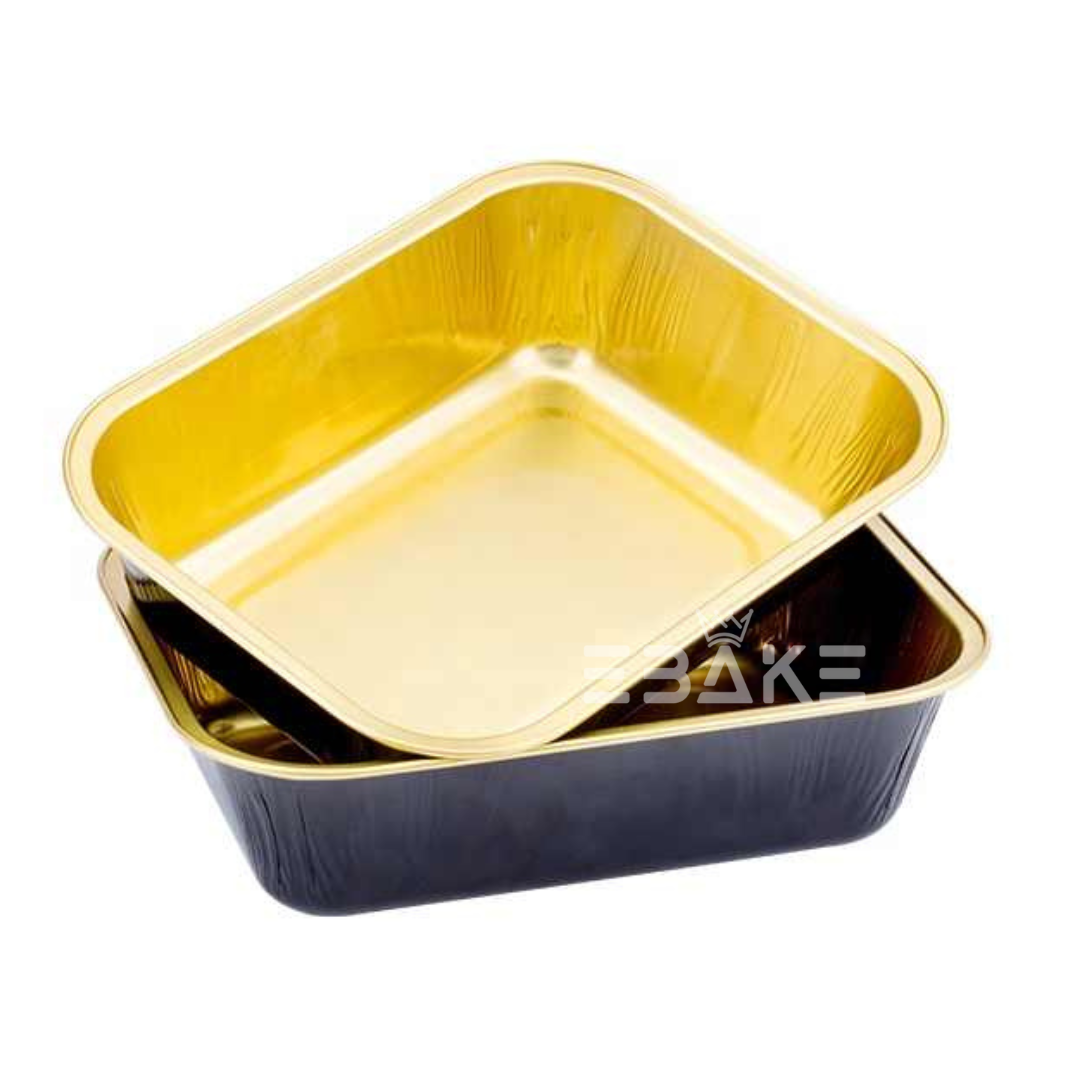 Rectangle Aluminium Foil Baking Cups With Lids Black