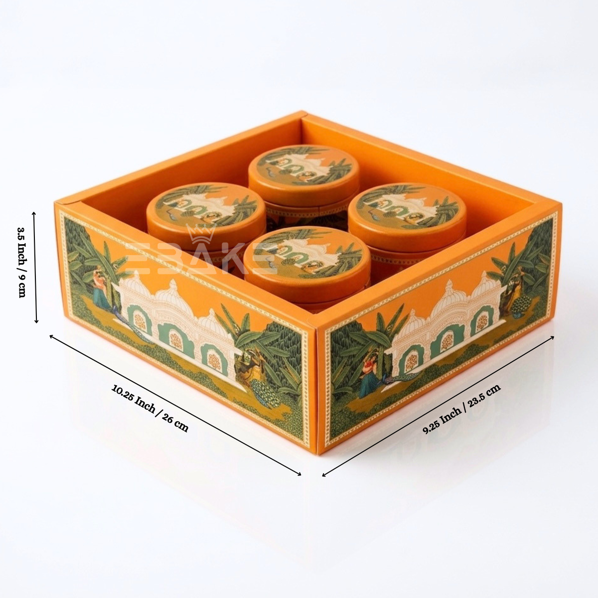 4 Jar Festive Hamper Box With Jar -  Marigold Orange (Set Of 2 Boxes)