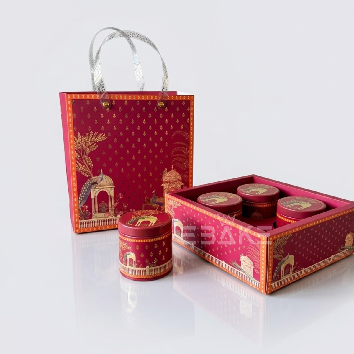 4 Jar Festive Hamper Box With Jar -  Royal Magenta (Set Of 2 Boxes)