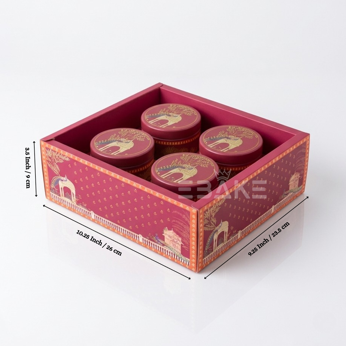 4 Jar Festive Hamper Box With Jar -  Royal Magenta (Set Of 2 Boxes)