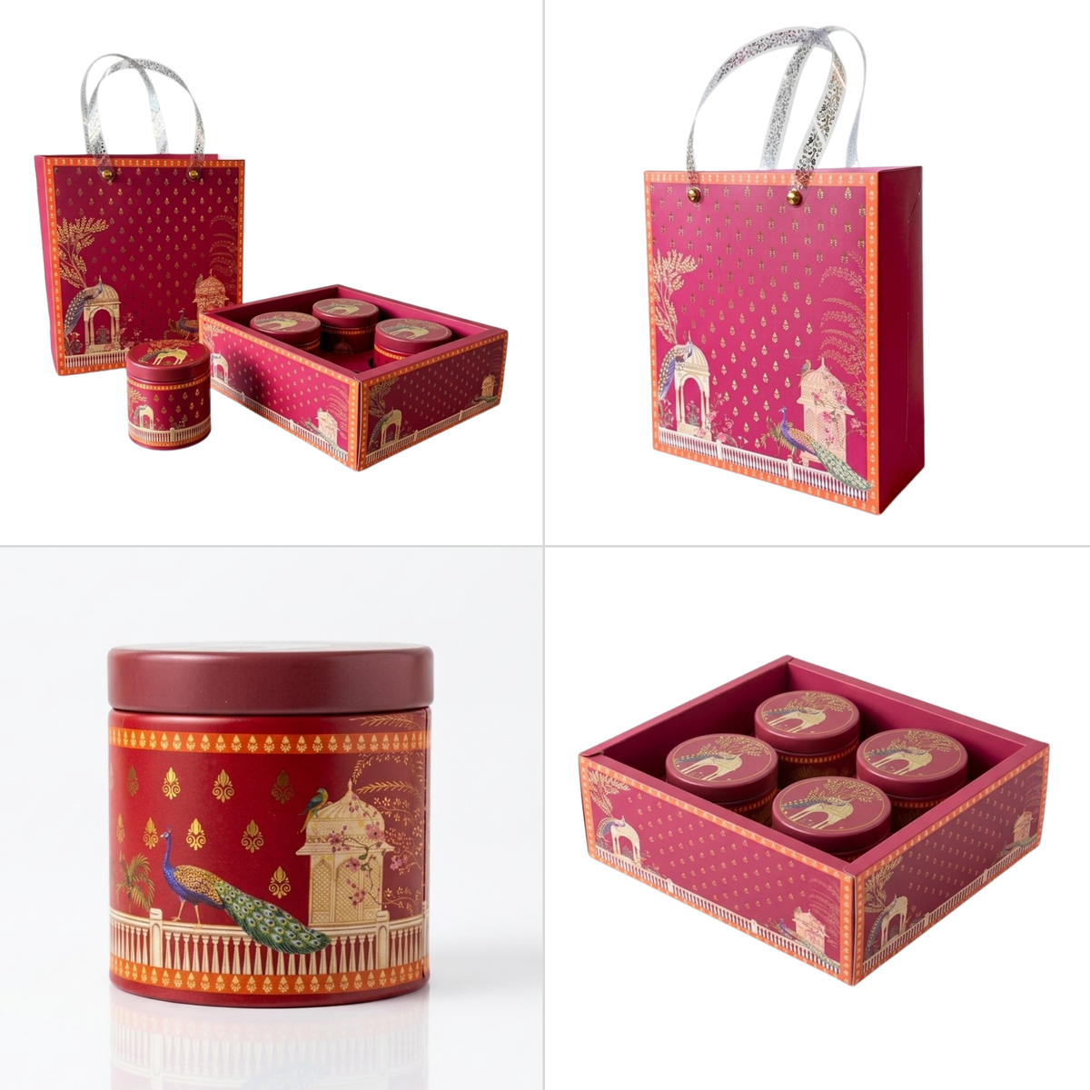 4 Jar Festive Hamper Box With Jar -  Royal Magenta (Set Of 2 Boxes)