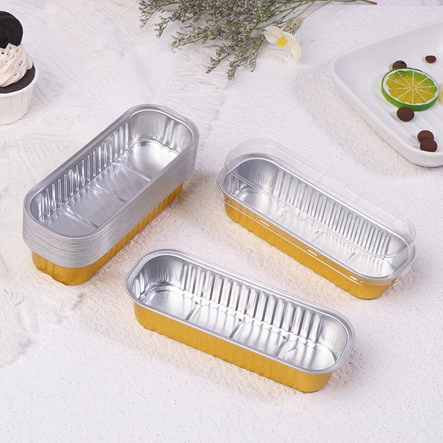 Gold Aluminium  Foil Mini Loaf Pans With Lids
