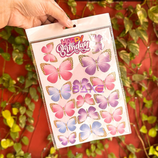 Paper Butterflies With Birthday Tag - (Set of 16 Pieces)