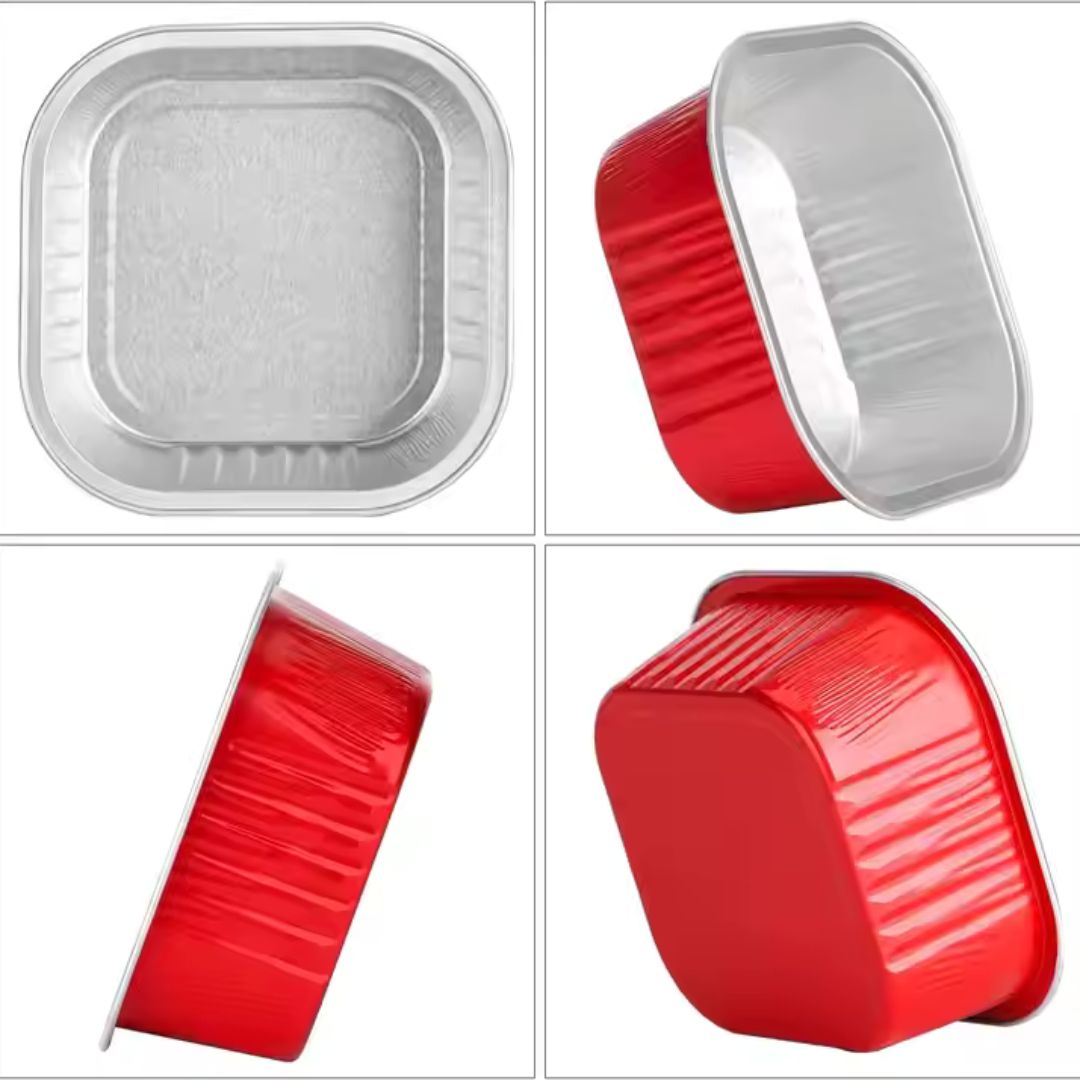 Aluminium  Foil Square Baking Cup With Lid