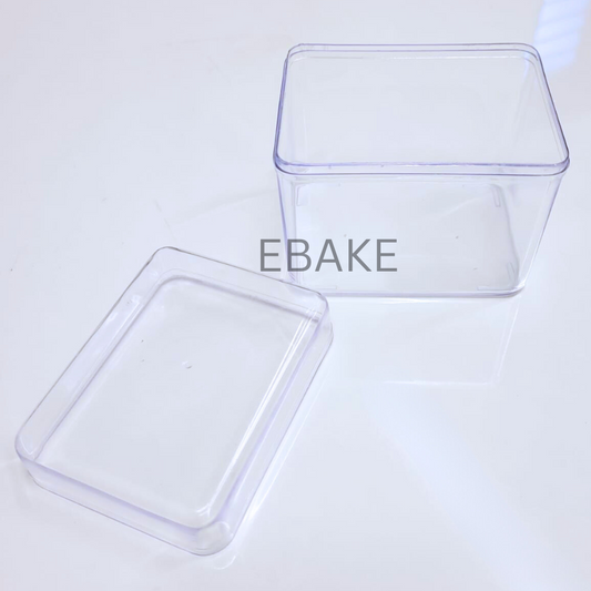 T104 Rectangle Acrylic Dessert Box / Cake Tub (With Lid)