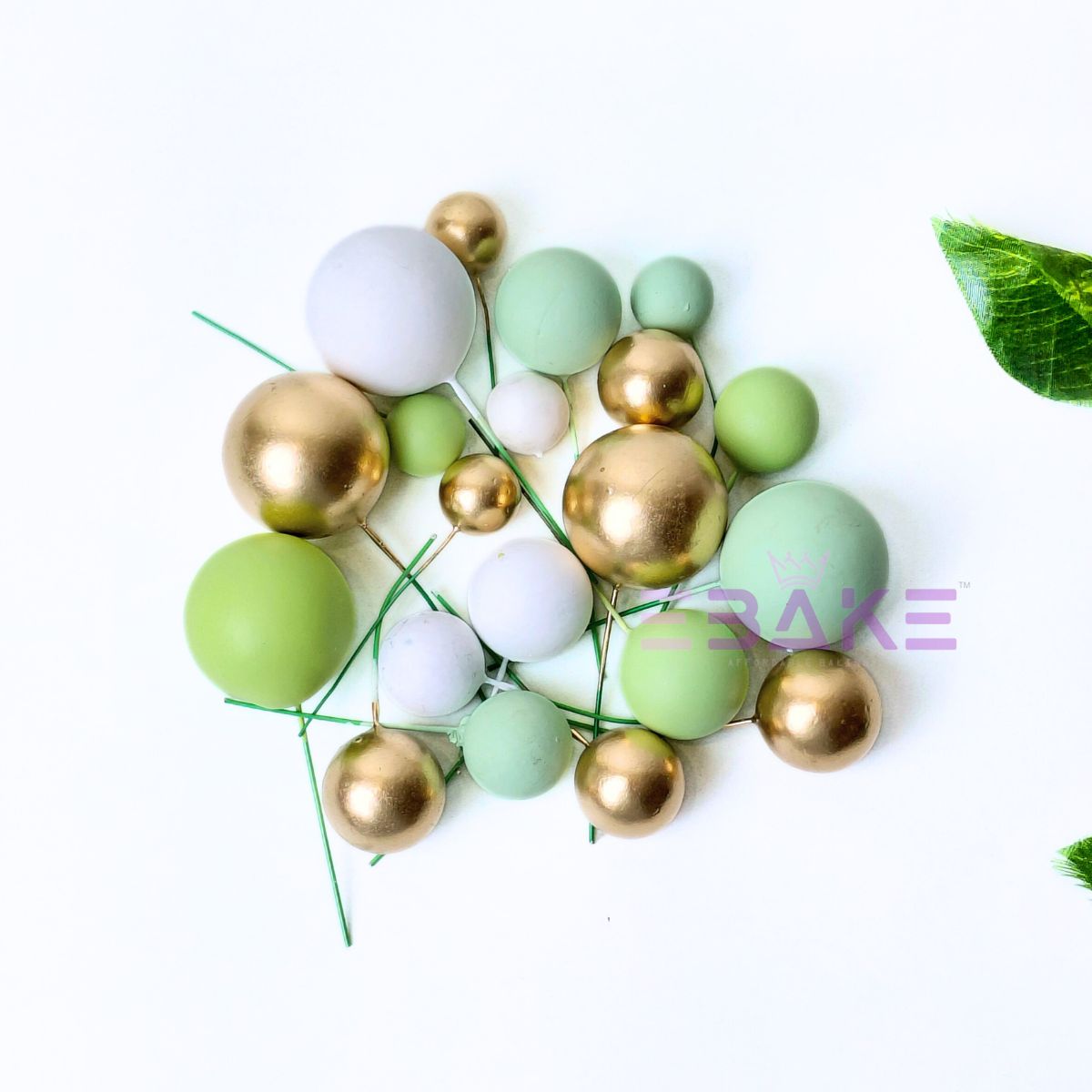 Green Mix Faux Balls- Set Of 20 Pieces