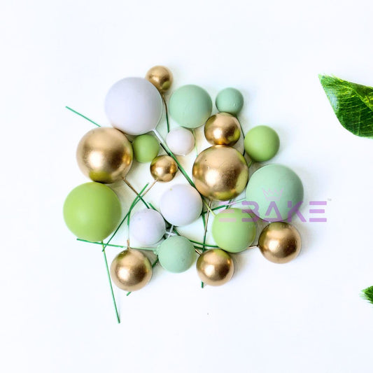 Green Mix Faux Balls- Set Of 20 Pieces