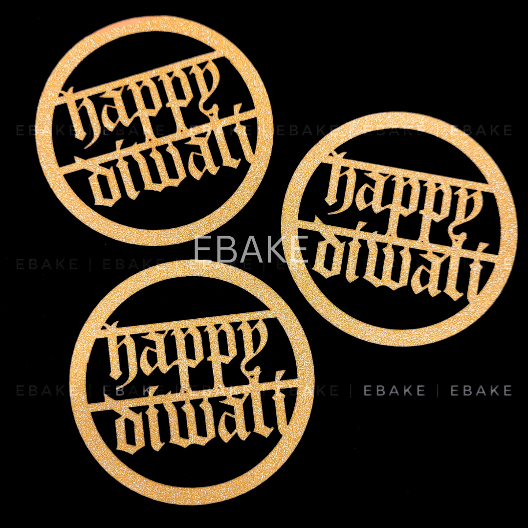 Happy Diwali Cutout/Charm (Set Of 3 pieces) MDF - 3 Inch A578