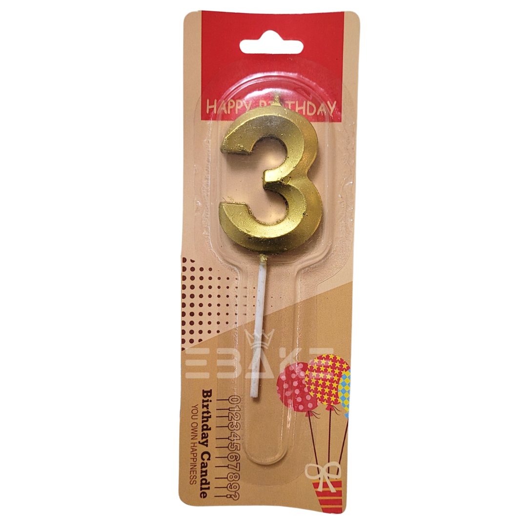 Number Candles Golden Metallic - (Single Piece)