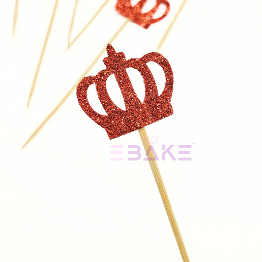 Crown Glitter Topper - Red (Set of 10 pieces)