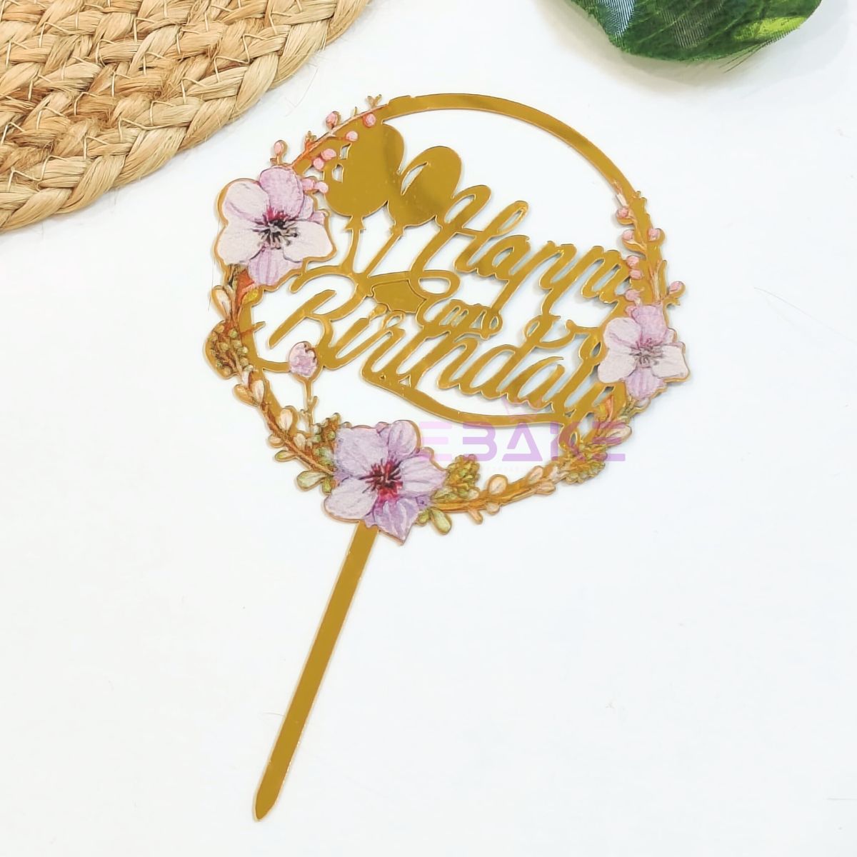 Happy Birthday Graphic Acrylic Cake Topper