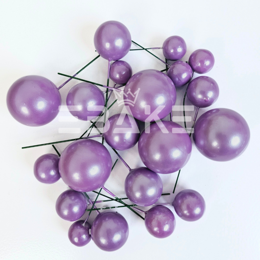 Pearl Finish Lavender Faux Balls - Set Of 20 Pieces