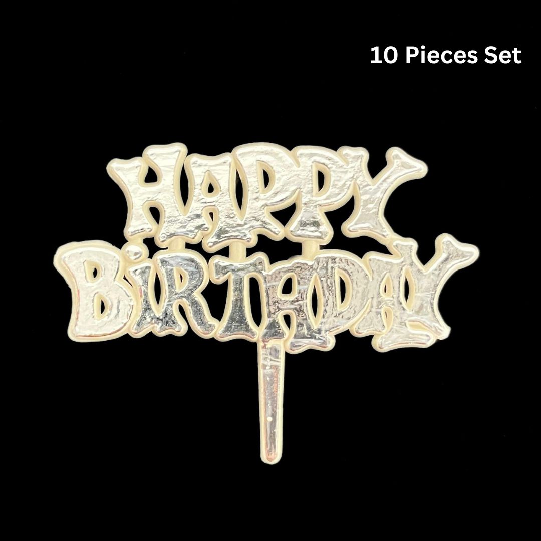 Happy Birthday Mini Topper Plastic (Set of 10 pieces)