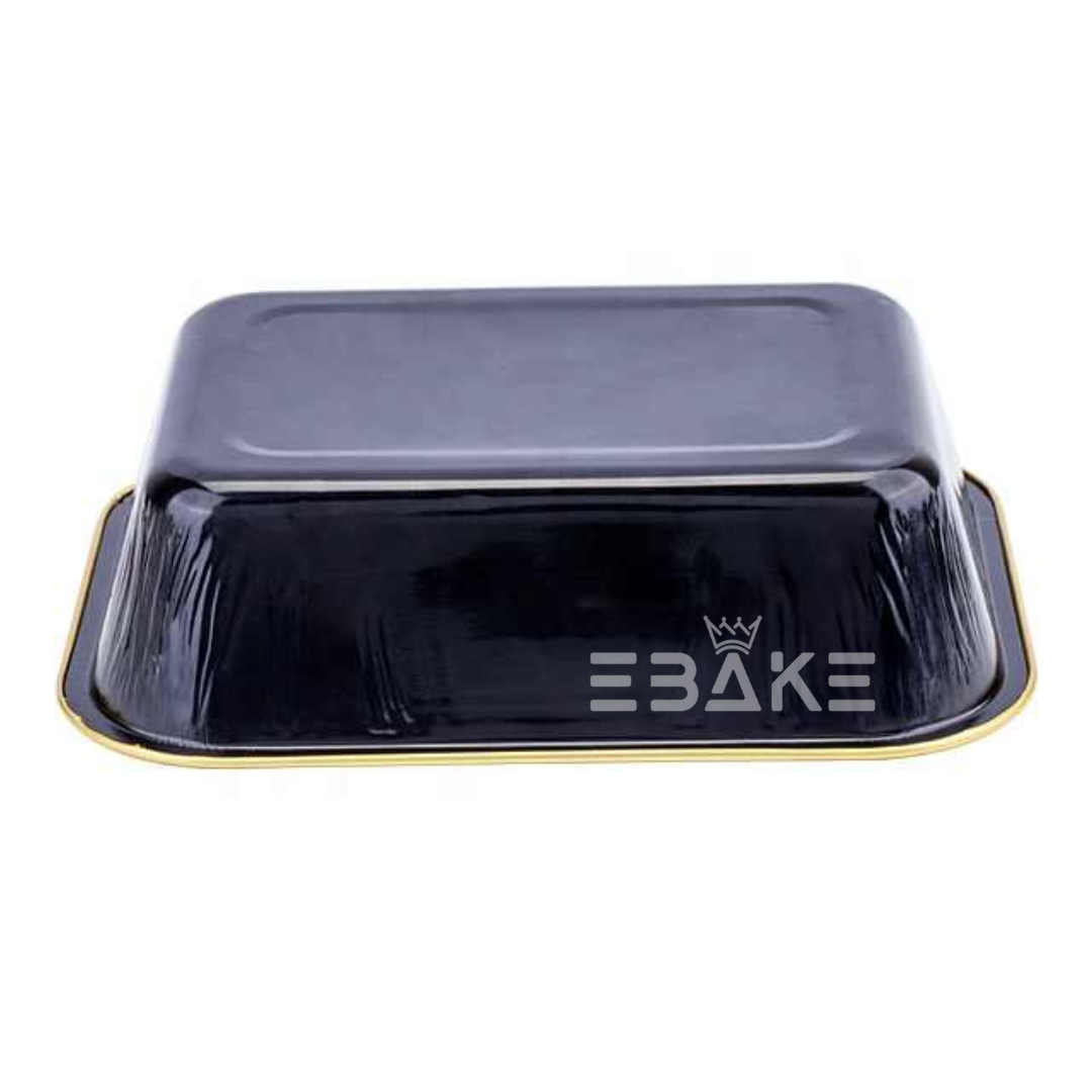 Rectangle Aluminium Foil Baking Cups With Lids Black