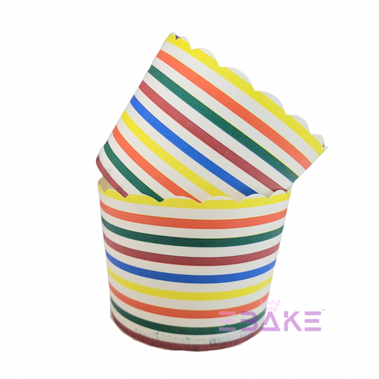 Multi Colour Stripes Paper Muffin Cup - Set Of 50 Pieces Medium