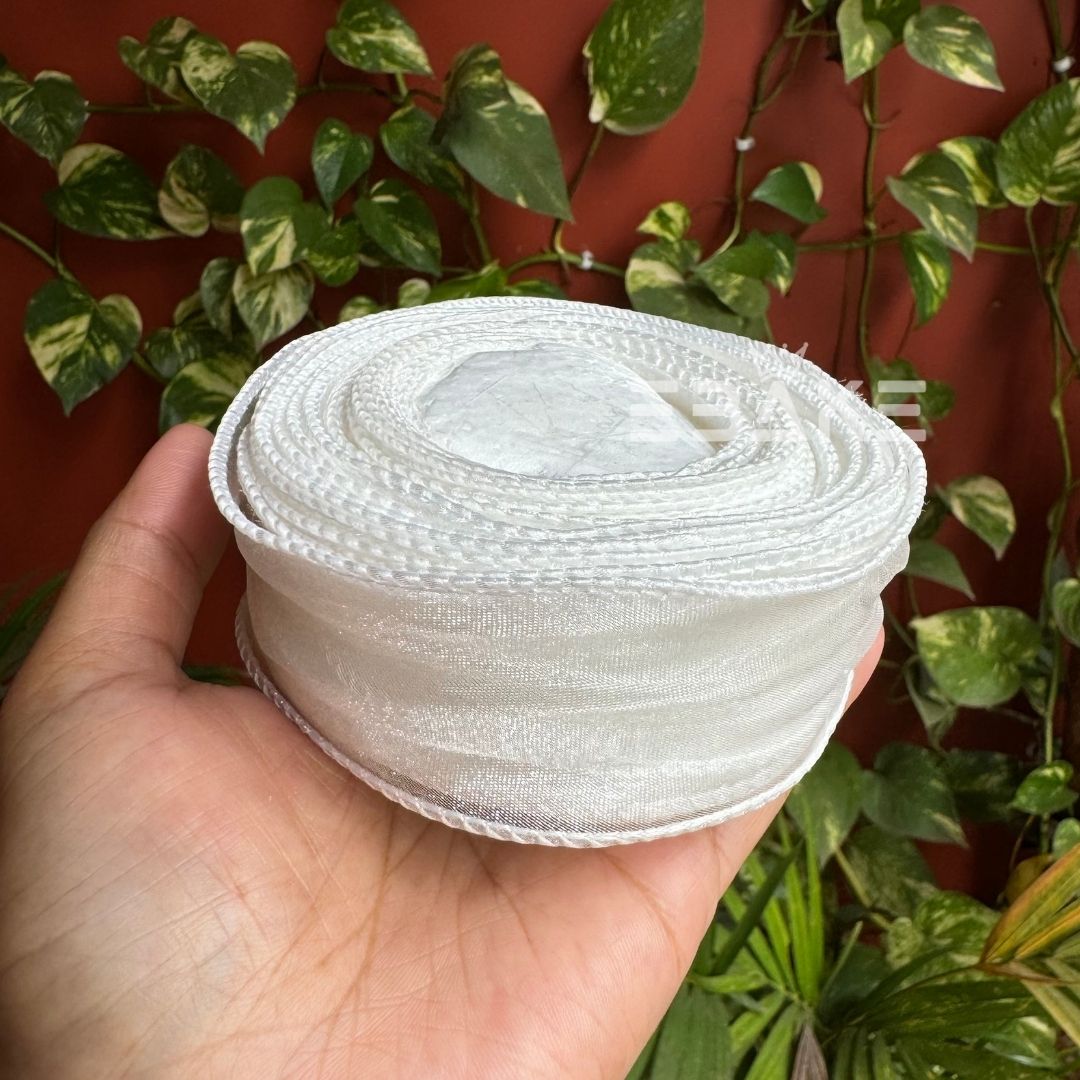 Imported Curly Organza Ribbon White 10 Yards