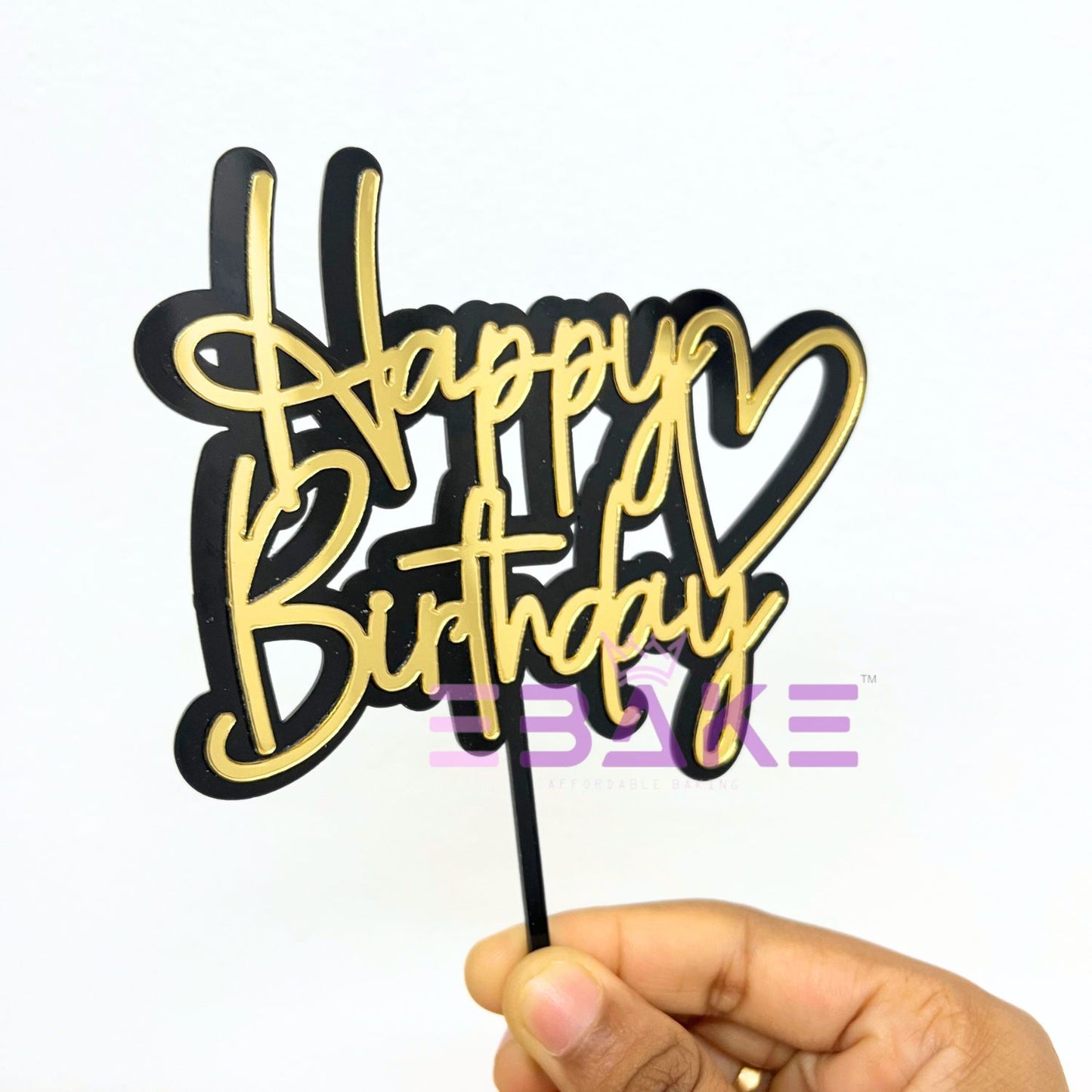 Happy Birthday Double Color Cake Topper